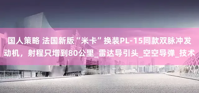 国人策略 法国新版“米卡”换装PL-15同款双脉冲发动机，射程只增到80公里_雷达导引头_空空导弹_技术